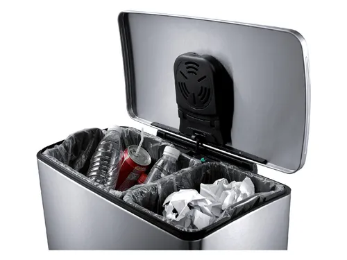 Afvalbak pedaalemmer RVS mat rechthoekig 18 Liter + 28 Liter