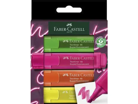 Markeerstiften Faber-Castell 46 neon 4 stuks in karton etui