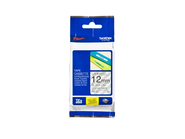 Labeltape Brother P-touch TZe-131 standaard 12mm zwart op transparant