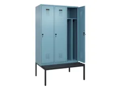 locker met bank,voor scheiding van kleding,HxBxD 2120x1200x815mm,3vak