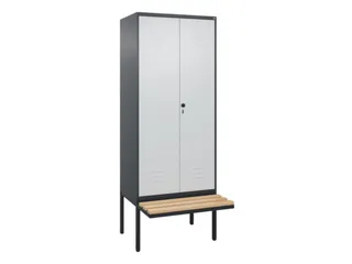 PBM-locker met bank,HxBxD 2120x800x815mm,2vak,vak B 400mm,draaigrendel - 1