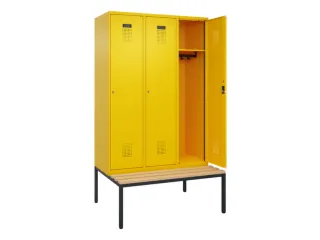 locker met bank,HxBxD 2120x1200x815mm,3vak,vak B 400mm,cilinderslot - 1