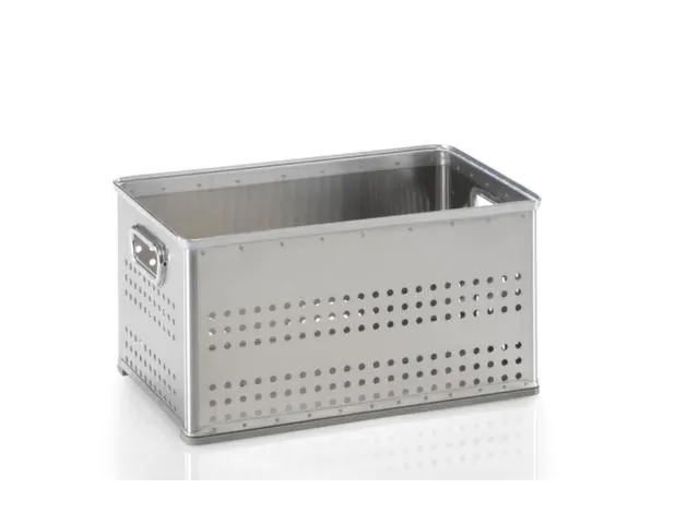 Aluminium Transportbak 288x564x360mm 50 liter Geperforeerd Glijlatten