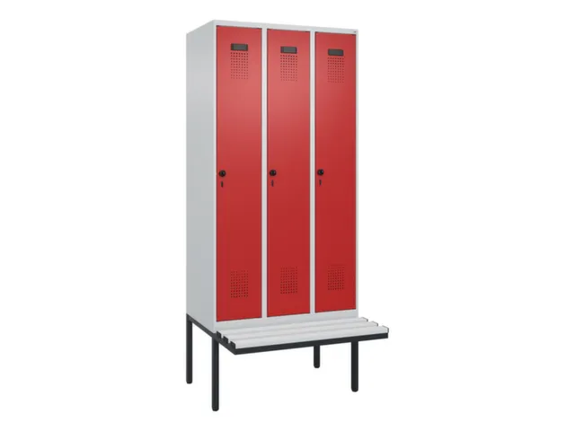 locker met bank,voor scheiding van kleding,HxBxD 2120x900x815mm,3vak