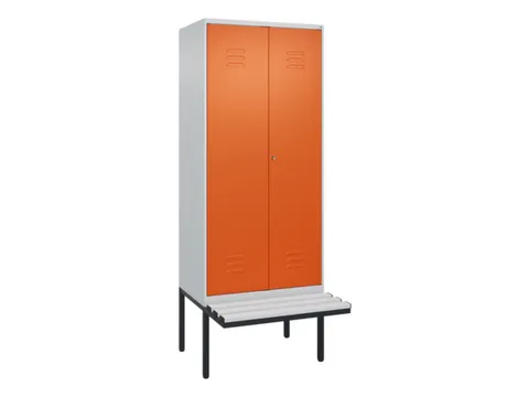 PBM-locker met bank,HxBxD 2120x800x815mm,2vak,vak B 400mm,cil.-slot