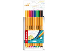 Fineliner STABILO point 88/10 fijn 0.4mm assorti etui à 10 stuks