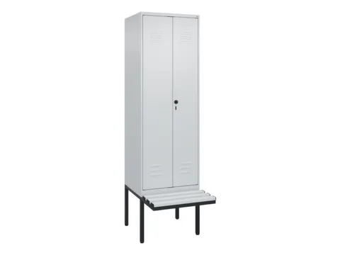 PBM-locker met bank,HxBxD 2120x600x815mm,2vak,vak B 300mm,draaigrendel