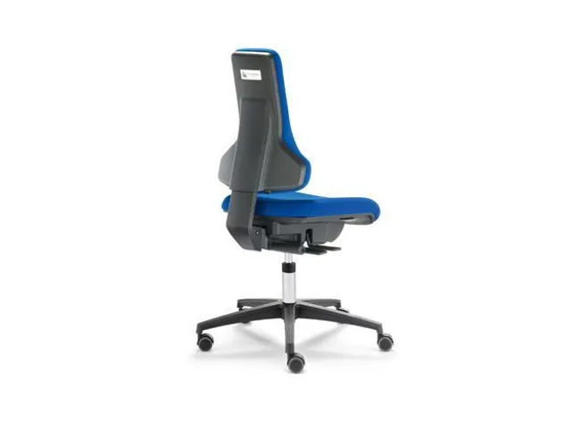 Werkplaatsstoel,zitting stof blauw,zitting HxBxD 450-610x490x360mm