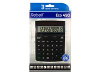 Calculator Rebell ECO 450 BX zwart desk 12 digit Blauwe Engel certific