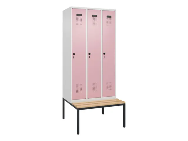 locker met bank,voor scheiding van kleding,HxBxD 2120x900x815mm,3vak