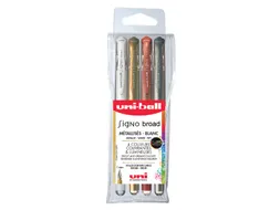 Gelschrijver Uniball Signo Broad Metallic Assorti 1.0mm à 4st