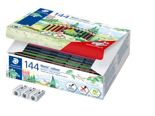 Kleurpotloden Staedtler Noris classpack à 144 st 12 kleuren + 3 punte