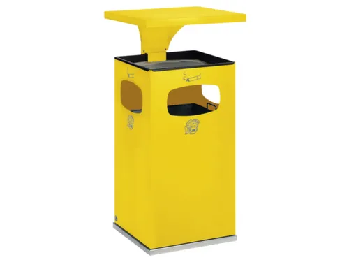 Combi-Asbak Staalplaat Geel 950x500x500mm 3 Inworpopeningen