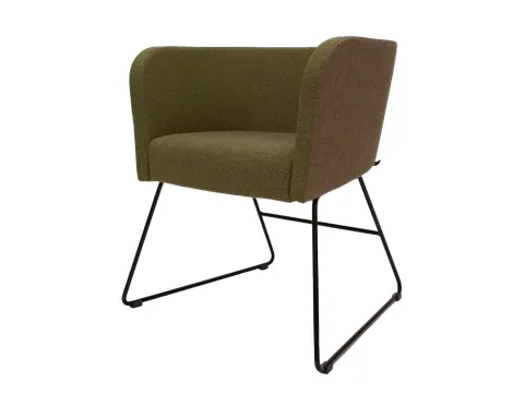 Vergaderstoel Calix met zwart Slede Stof lichtgroen donkergroen