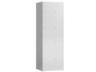 Lockerkast 1800x590x500mm 2x4 vakken cilinderslot, sokkel, RAL7035 - 1