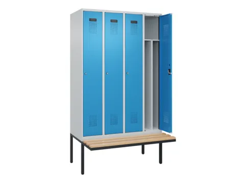 locker met bank,voor scheiding van kleding,HxBxD 2120x1200x815mm,4vak