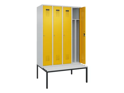 locker met bank,voor scheiding van kleding,HxBxD 2120x1200x815mm,4vak