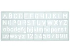 Sjabloon Westcott cijfers en letters 10mm hoog. 148X65mm, transparant