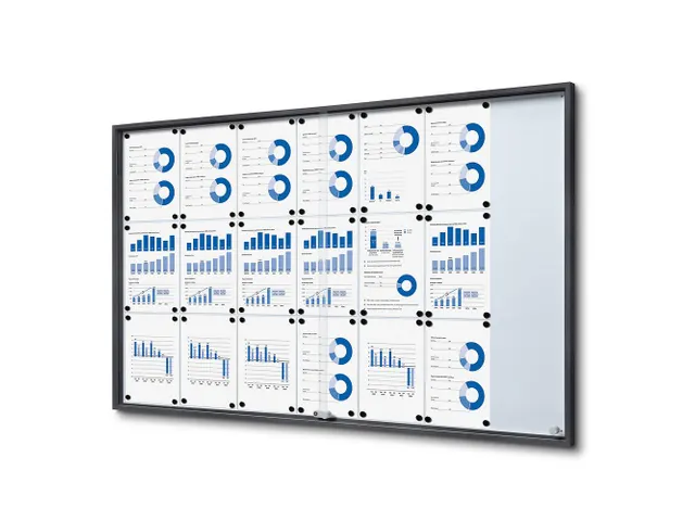 Vergrendelbaar notitiebord Indoor Slim 21xA4 Schuifdeuren Antraciet