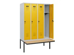 locker met bank,HxBxD 1950x1200x815mm,4vak,vak B 300mm,draaigrendel