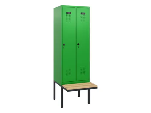 locker met bank,HxBxD 1950x600x815mm,2vak,vak B 300mm,draaigrendel