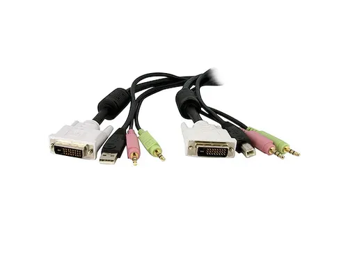 1,80m 4-in-1 USB Dual-Link DVI-D KVM-switch Kabel met Audio en Microfo