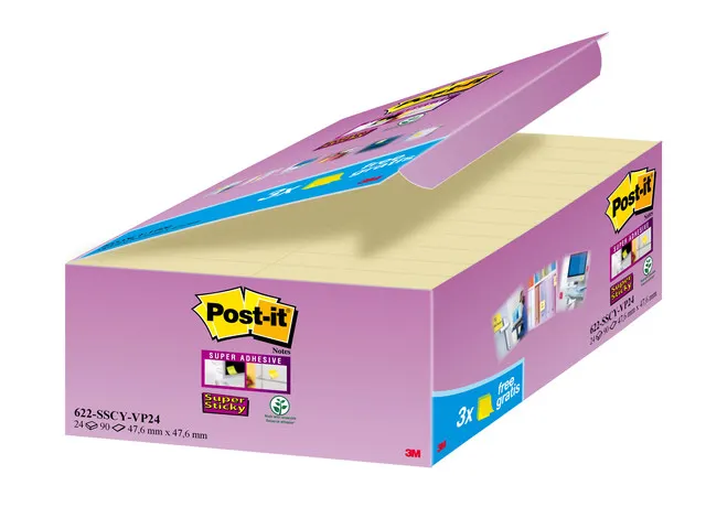 Post-it Super Sticky Zelfklevend Notitieblok, 48x48mm, Geel