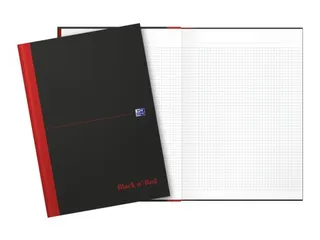 Notitieboek Oxford Black n' Red A4 96vel ruit 5mm zwart - 5