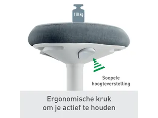 Ergo actieve zit/sta kruk met comfortzitting en gasveer 57-82cm grijs - 14