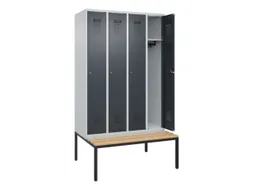 locker met bank,HxBxD 2120x1200x815mm,4vak,vak B 300mm,cilinderslot