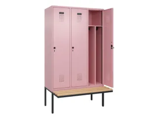 locker met bank,voor scheiding van kleding,HxBxD 2120x1200x815mm,3vak - 1