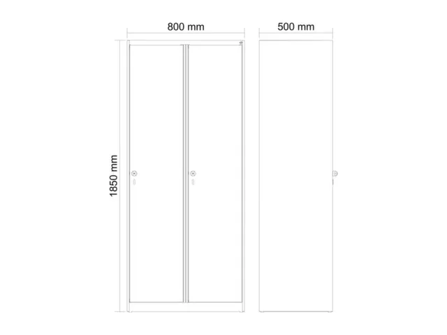locker,HxBxD 1850x800x500mm,2vak,vak B 400mm,cil.-slot,staand op vloer