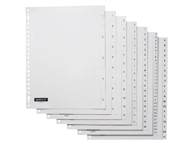 Intercalaires Quantore 23 Perf Numéro 1-12 Blanc PP