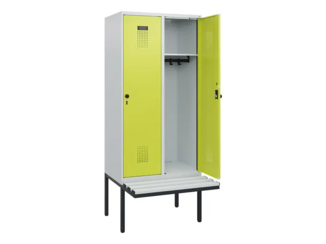 locker met bank,HxBxD 1950x800x815mm,2vak,vak B 400mm,draaigrendel