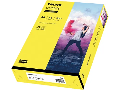 Inapa Tecno colors Gekleurd papier A4 Geel 80 gram 500vel