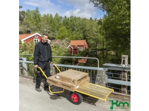 handtrekwagen,draagverm. 400kg,laadvl. LxB 1650x615mm,houtplaat,geel