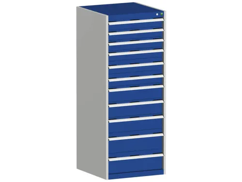 ladekast HxBxD 1600x650x650mm 11laden RAL7035 front RAL5010