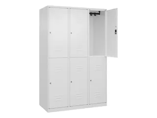 dubbeldekse locker,HxBxD 1850x1200x500mm,3x2vak.,vak B 400mm,cil.-slot - 1