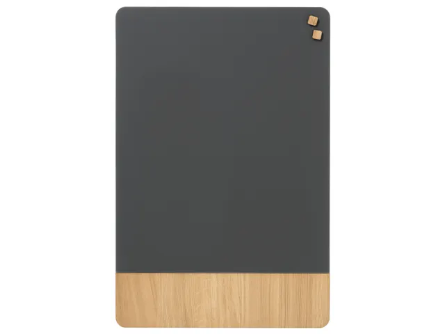 Glasmagneetbord Naga 60x80cm grijs/eiken afgeronde hoeken