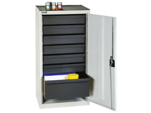 werkplaatskast,HxBxD 1000x500x500mm,7lade(n),draaigrendel,voetplaat