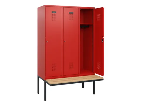 locker met bank,HxBxD 1950x1200x815mm,3vak,vak B 400mm,cilinderslot