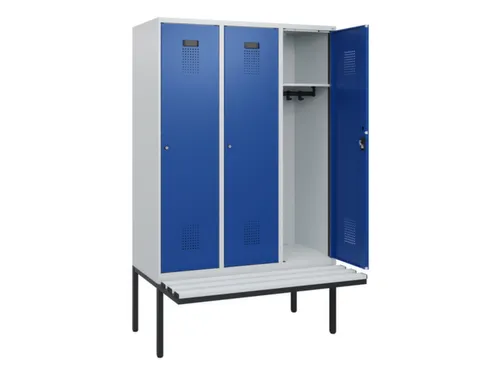 locker met bank,HxBxD 1950x1200x815mm,3vak,vak B 400mm,cilinderslot