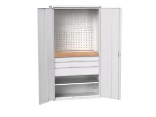 Systeemkast 2000x1050x550mm 1xlegbord 3laden RAL7035 - 1