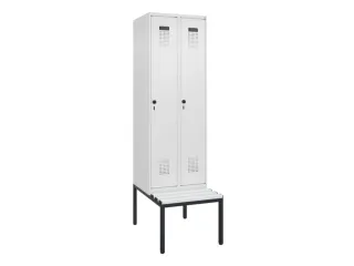 locker met bank,HxBxD 2120x600x815mm,2vak,vak B 300mm,draaigrendel - 2