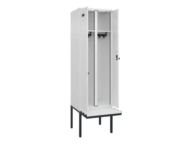 locker met bank,voor scheiding van kleding,HxBxD 2120x600x815mm,2vak