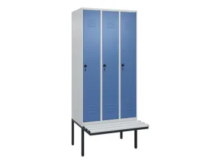 locker met bank,HxBxD 2120x900x815mm,3vak,vak B 300mm,draaigrendel - 1