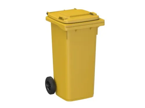 container,120l,HxBxD 933x500x550mm,deksel geel,romp HDPE geel,2wielen