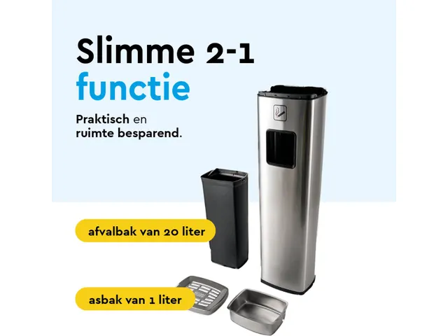Asbak Staand met afvalbak AT400 RVS 20 Liter