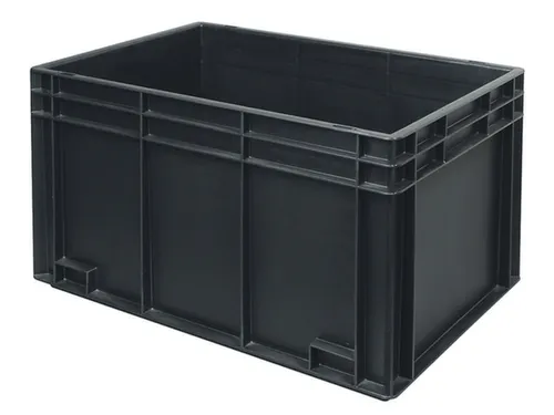 ESD-stapelbak,HxLxB 420x600x400mm,80l,PP,zwart,Wanden gesloten