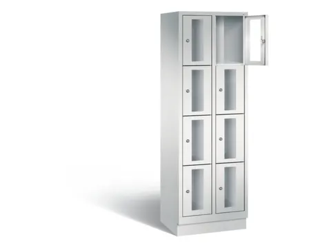 Lockerkast 1800x610x500mm 2x4 vakken Cilinderslot, Sokkel, RAL7035